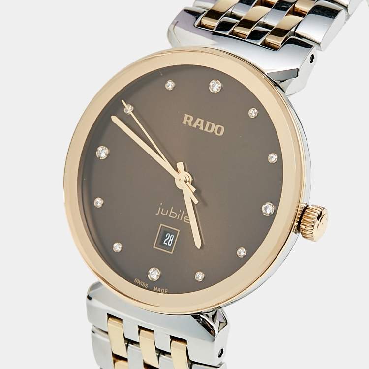 Pre Owned Rado Brown Diamond Two-Tone Stainless Steel Florence R48913763 Women's Wristwatch 30 mm