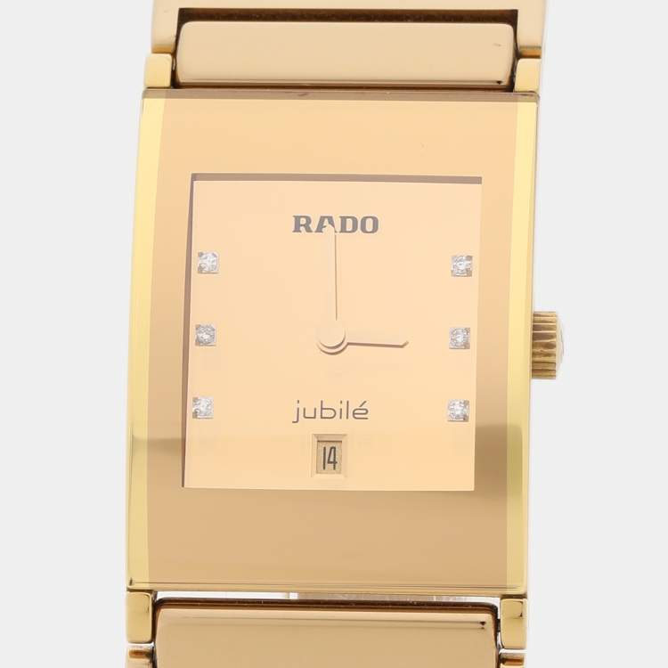 Pre Owned Rado Champnge Gold Plated Stainless Steel Integral  R20791732 Women's Wristwatch 24 mm