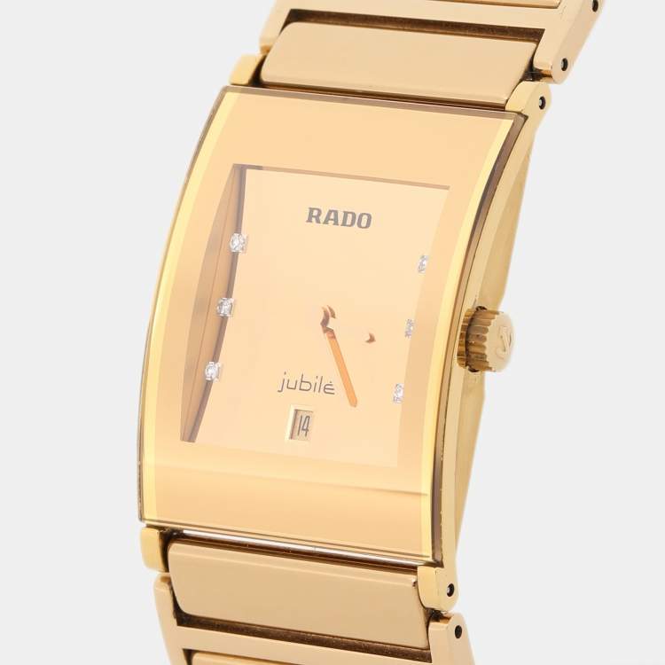 Pre Owned Rado Champnge Gold Plated Stainless Steel Integral  R20791732 Women's Wristwatch 24 mm