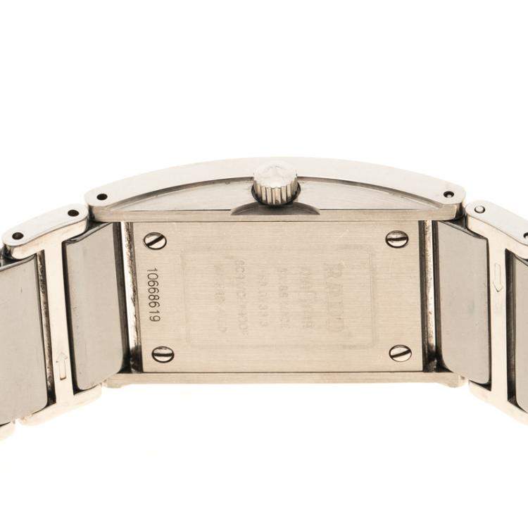 Pre Owned Rado Silver Stainless Steel and Ceramic Diamond Women's Wristwatch 16 mm