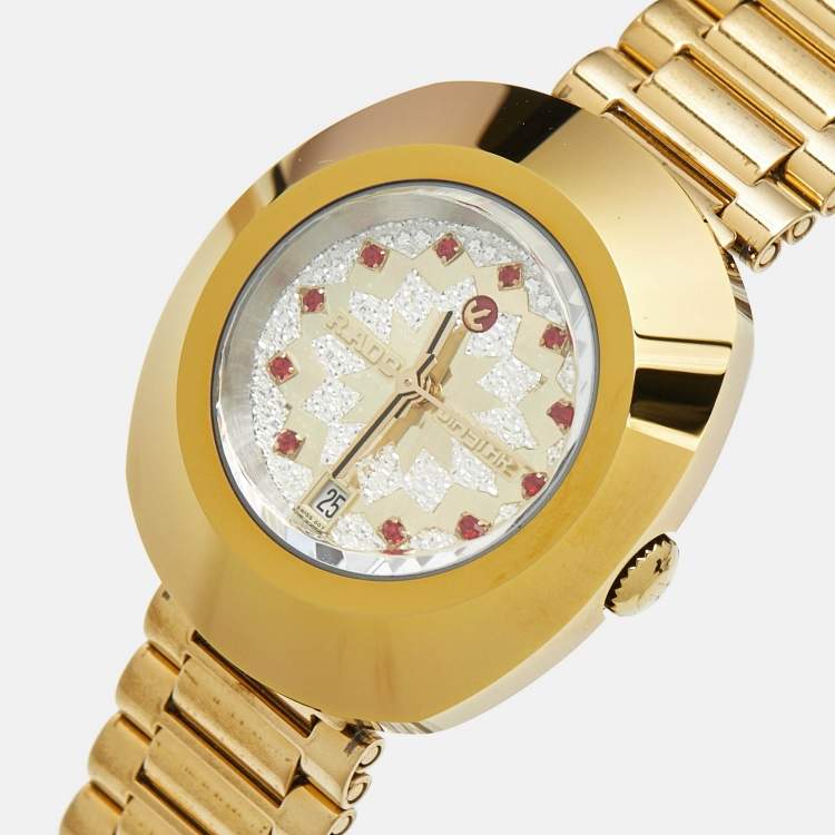 Pre Owned Rado Silver Dial Gold Plated Stainless Steel Tungsten Carbide Diastar R12416073 Women's Wristwatch 27.30 mm