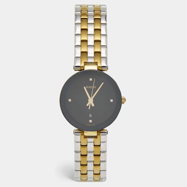 Pre Owned Rado Black Two-Tone Stainless Steel Diamond Florence R48871713 Women's Wristwatch 28 mm