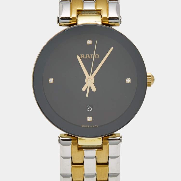 Pre Owned Rado Black Two-Tone Stainless Steel Diamond Florence R48871713 Women's Wristwatch 28 mm
