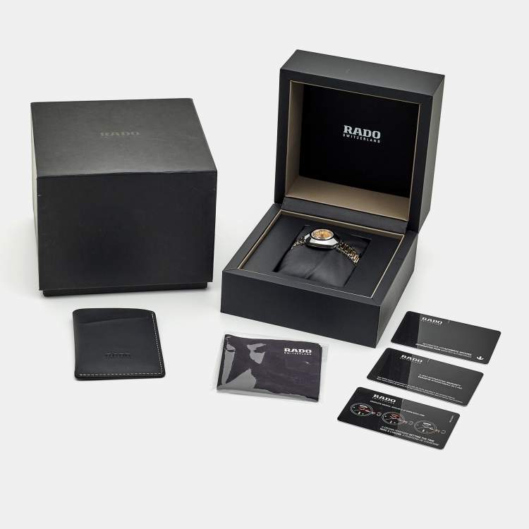 Pre Owned Rado Champagne Tungsten Carbide Two-tone Stainless Steel Diamond DiaStar R12403633 Women's Wristwatch 27.30 mm