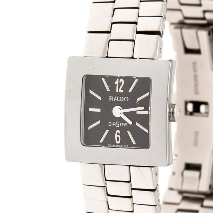 Pre Owned Rado Grey Stainless Steel Carbon Carbide Diastar R18682153 Women's Wristwatch 20 mm