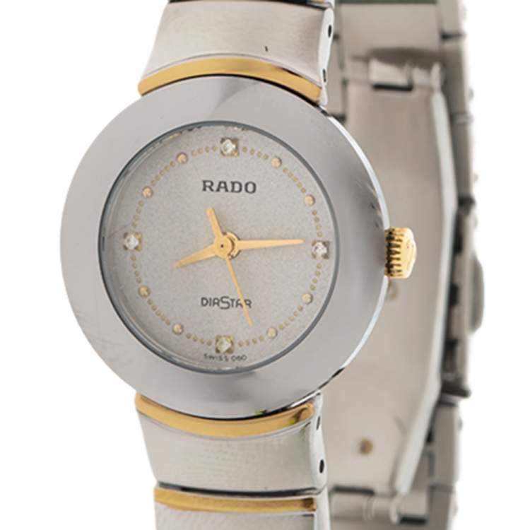 Pre Owned Rado Grey Stainless Steel Carbon Carbide Diastar 205.0290.3 Women's Wristwatch 23 mm