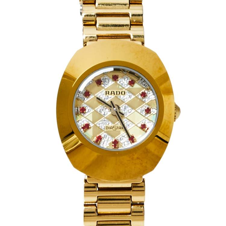 Pre Owned Rado Gold Tone Stainless Steel DiaStar The Original 1741 Quartz Women's Wristwatch 21 MM