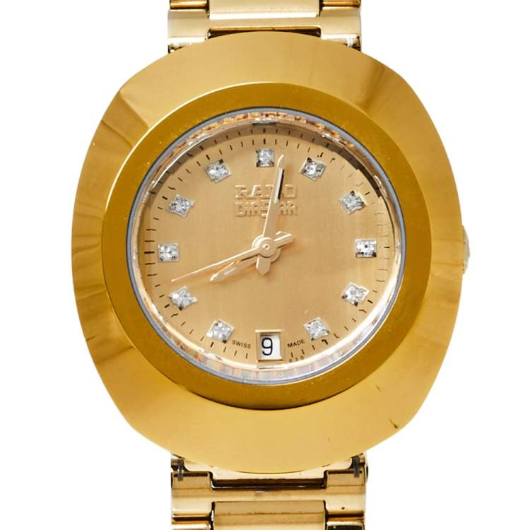 Pre Owned Rado Champagne Yellow Gold Tone Stainless Steel R12306303 DiaStar Quartz Women's Wristwatch 28MM