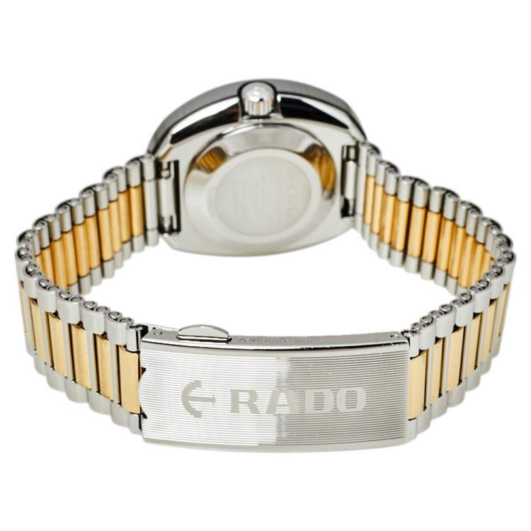 Pre Owned Rado Yellow Dial Tungsten Carbide Two-Tone Stainless Steel Diamond Diastar R12403633 Women's Wristwatch 27 mm