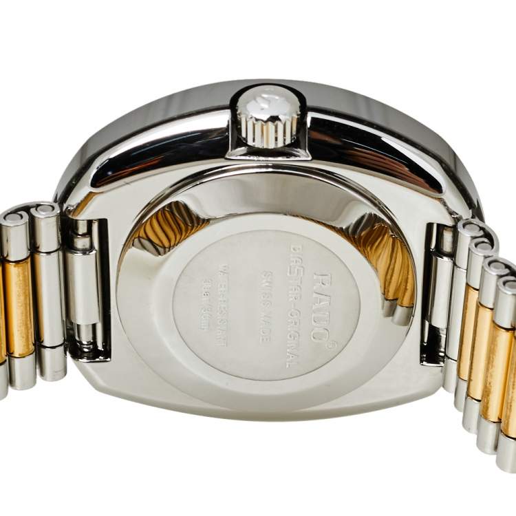 Pre Owned Rado Yellow Dial Tungsten Carbide Two-Tone Stainless Steel Diamond Diastar R12403633 Women's Wristwatch 27 mm