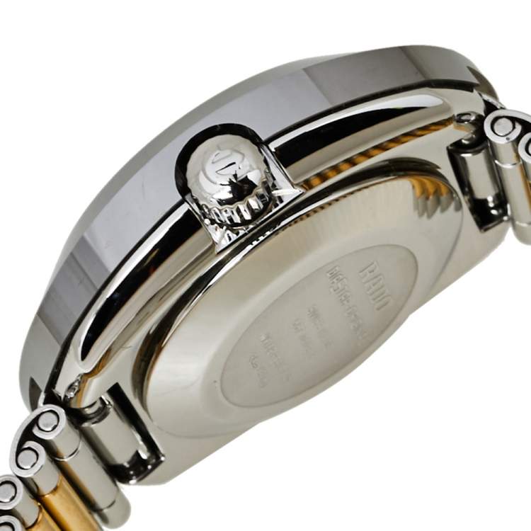 Pre Owned Rado Yellow Dial Tungsten Carbide Two-Tone Stainless Steel Diamond Diastar R12403633 Women's Wristwatch 27 mm