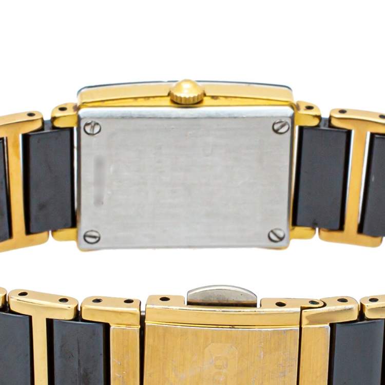 مملوكة مسبقًا Rado Black Gold Tone Stainless Steel Titanium Ceramic Integral Jubilee 153.0383.3 Women's Wristwatch 18 mm