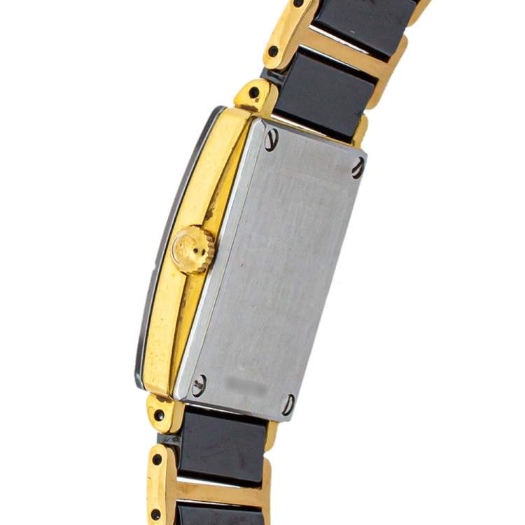مملوكة مسبقًا Rado Black Gold Tone Stainless Steel Titanium Ceramic Integral Jubilee 153.0383.3 Women's Wristwatch 18 mm
