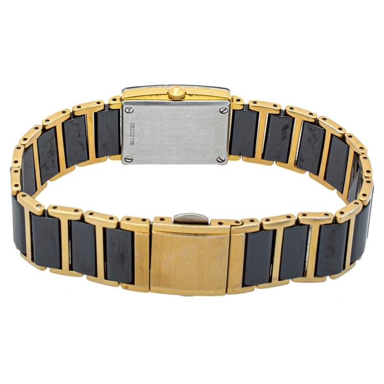 مملوكة مسبقًا Rado Black Gold Tone Stainless Steel Titanium Ceramic Integral Jubilee 153.0383.3 Women's Wristwatch 18 mm