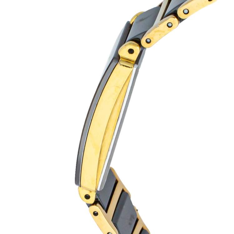 مملوكة مسبقًا Rado Black Gold Tone Stainless Steel Titanium Ceramic Integral Jubilee 153.0383.3 Women's Wristwatch 18 mm