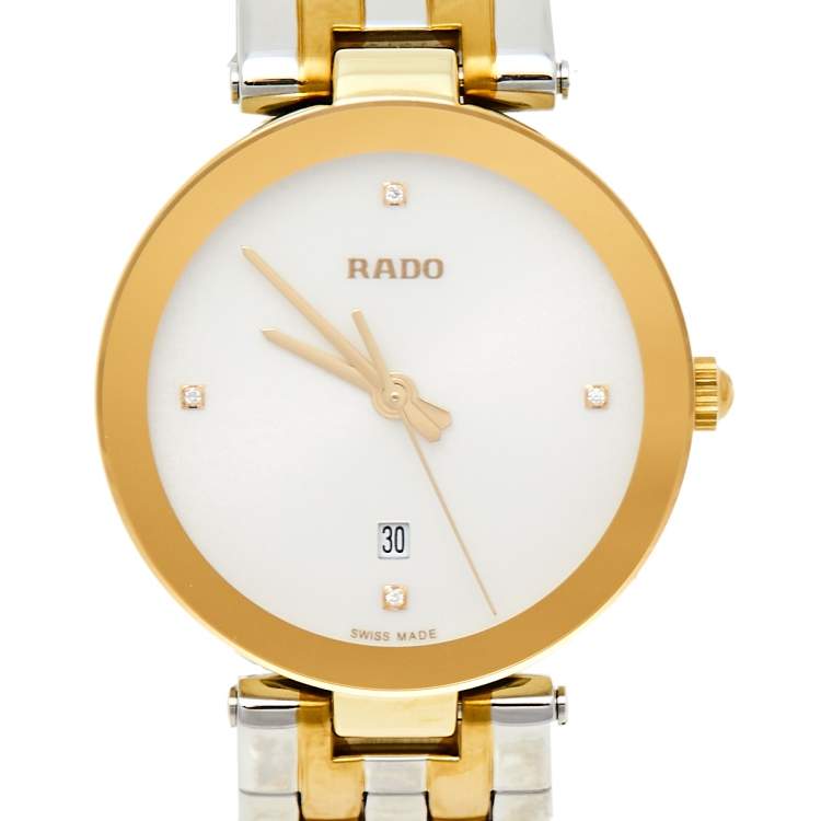 Pre Owned Rado Silver Gold Tone Stainless Steel Florence R48872723 Women's Wristwatch 28 MM