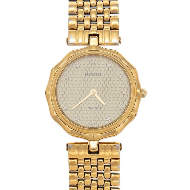 Pre Owned Rado Vintage Champagne Gold Tone Stainless Steel Florence 133.3662.2 Women's Wristwatch 30 mm