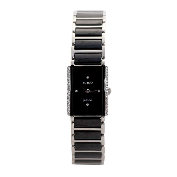 Pre Owned Rado Black Ceramic Stainless Steel Integral 15304303 Women's Wristwatch 18 mm