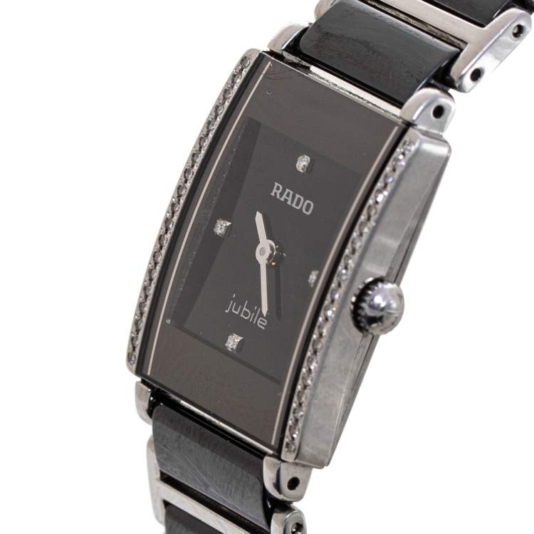 Pre Owned Rado Black Ceramic Stainless Steel Integral 15304303 Women's Wristwatch 18 mm