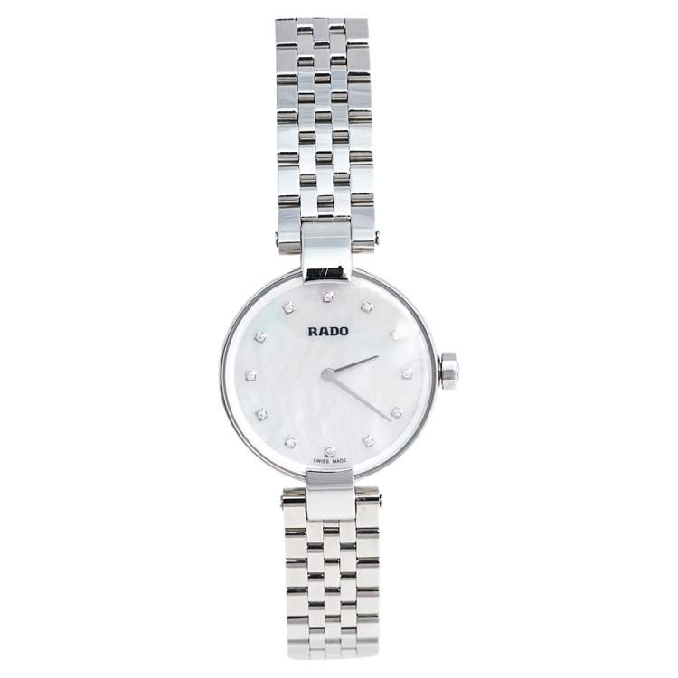 Pre Owned Rado Mother of Pearl Stainless Steel Coupole Diamonds R22854929 Women's Wristwatch 27 mm 