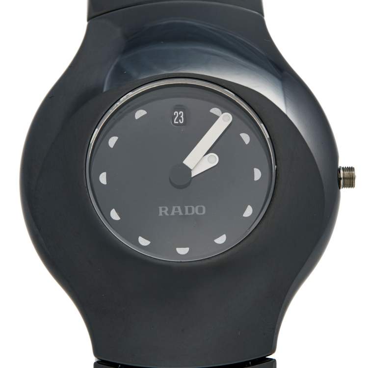 Pre Owned Rado Black Ceramic Xeramo 160.0453.3 Women's Wristwatch 37 mm 