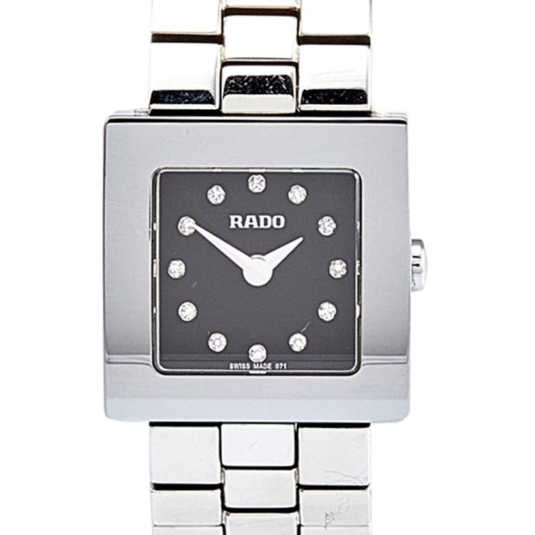 Pre Owned Rado Black Stainless Steel DiaStar 322.0682.3.071  Women's Wristwatch 20 mm