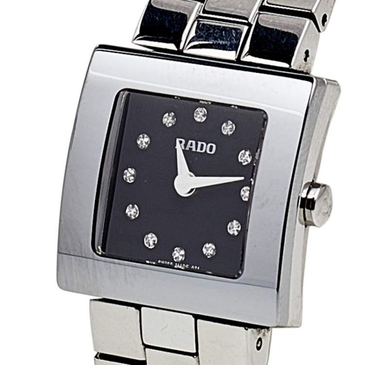 Pre Owned Rado Black Stainless Steel DiaStar 322.0682.3.071  Women's Wristwatch 20 mm