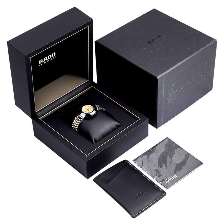Pre Owned Rado Champagne Tungsten Carbide Two-Tone Stainless Steel Diamond Diastar R12403633 Women's Wristwatch 27 mm