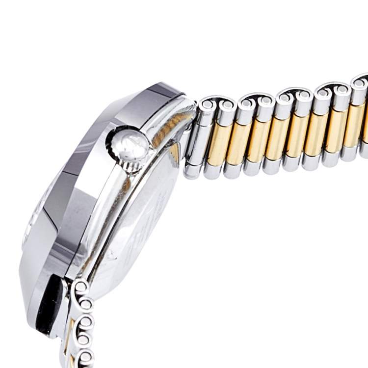 Pre Owned Rado Champagne Tungsten Carbide Two-Tone Stainless Steel Diamond Diastar R12403633 Women's Wristwatch 27 mm
