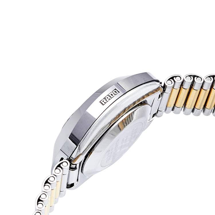 Pre Owned Rado Champagne Tungsten Carbide Two-Tone Stainless Steel Diamond Diastar R12403633 Women's Wristwatch 27 mm