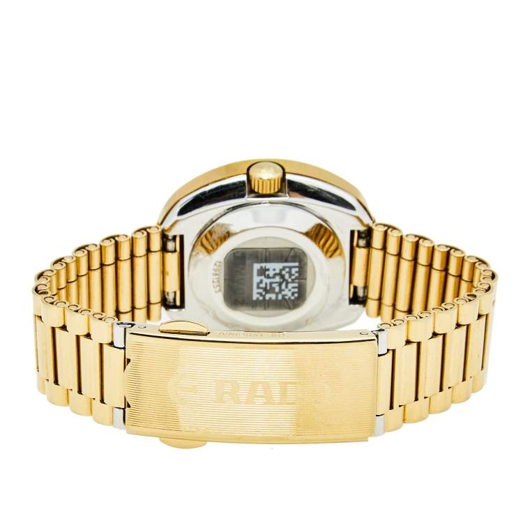Pre Owned Rado Black Yellow Gold Plated Stainless Steel DiaStar R12416613 Women's Wristwatch 27 mm