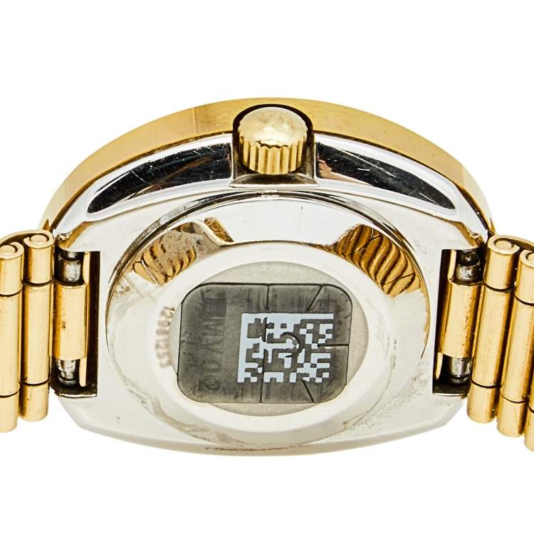 Pre Owned Rado Black Yellow Gold Plated Stainless Steel DiaStar R12416613 Women's Wristwatch 27 mm