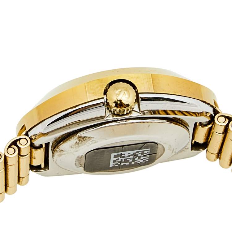 Pre Owned Rado Black Yellow Gold Plated Stainless Steel DiaStar R12416613 Women's Wristwatch 27 mm