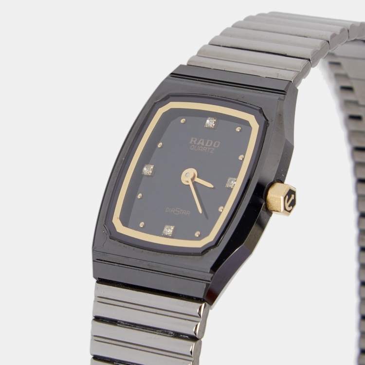 Pre Owned Rado Black DiaStar Tungston Stainless Steel 133.9540.3 Women's Wristwatch 20MM