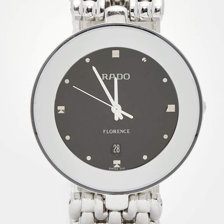Pre Owned Rado Black Stainless Steel Florence 129.3742.4 Women's Wristwatch 33 mm