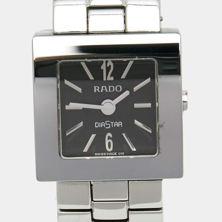 Pre Owned Rado Black Stainless Steel Carbon Carbide Diastar R18682153 Women's Wristwatch 20 mm