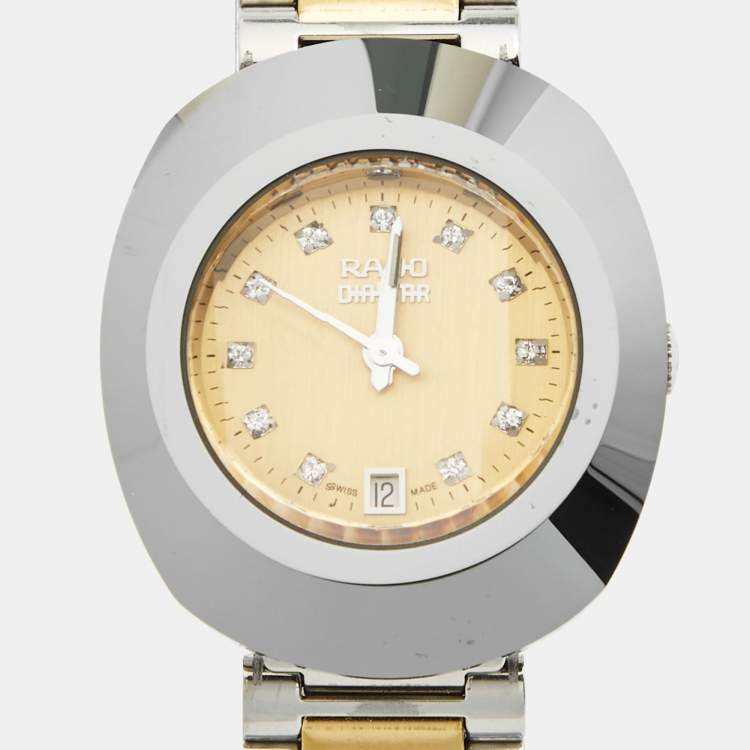Pre Owned Rado Yellow Gold Tungsten Carbide Two-Tone Stainless Steel Diastar R12307304 Women's Wristwatch 27.3 mm