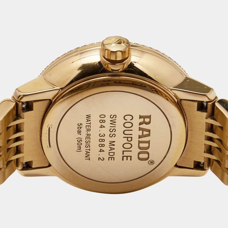 Pre Owned Rado Mother of Pearl Diamond Rose Gold Plated Stainless Steel Coupole R22884923 Women's Wristwatch 34 mm