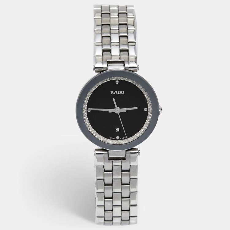 مملوكة مسبقًا Rado Black Stainless Steel Florence R48874153 Women's Wristwatch 28 mm