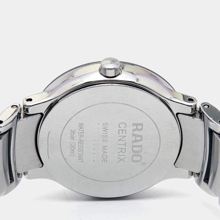 Pre Owned Rado Black Stainless Steel Diamond Centrix R30928713 Women's Wristwatch 28 mm