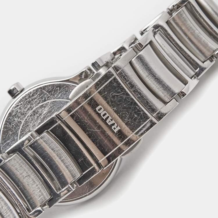 Pre Owned Rado Black Stainless Steel Diamond Centrix R30928713 Women's Wristwatch 28 mm