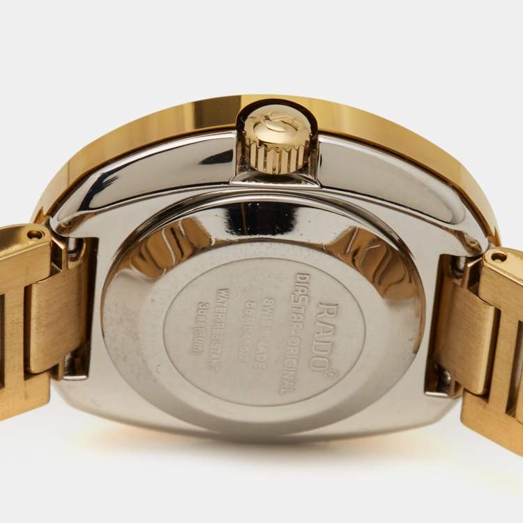 Pre Owned Rado Champagne Tungsten Carbide Gold Plated Stainless Steel DiaStar R12416394 Women's Wristwatch 27.30 mm