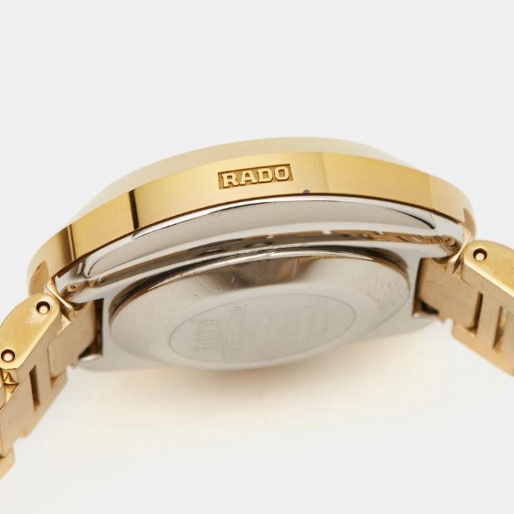 Pre Owned Rado Champagne Tungsten Carbide Gold Plated Stainless Steel DiaStar R12416394 Women's Wristwatch 27.30 mm