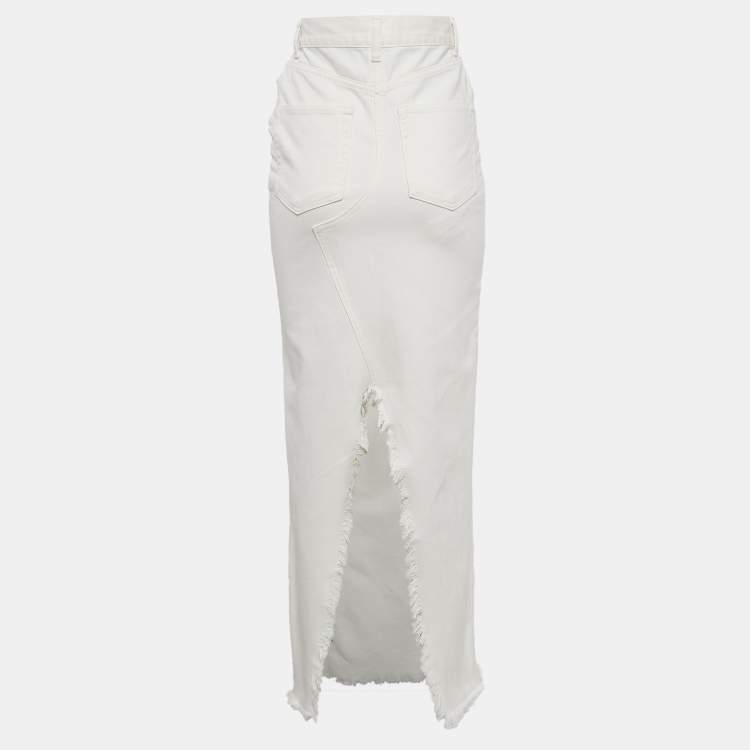 مملوكة مسبقًا Raey White Denim Raw Edge Detail Maxi Skirt S