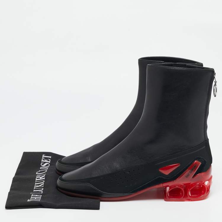 Pre Owned Raf Simons Black Leather Cycloid Ankle Boots Size 41