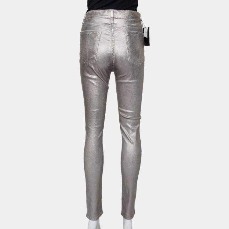 Pre Owned Rag & Bone Metallic Denim Skinny Fit Jeans M