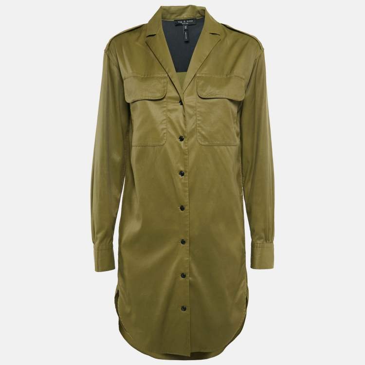 Pre Owned Rag & Bone Green Cotton Blend Shirt Dress XS