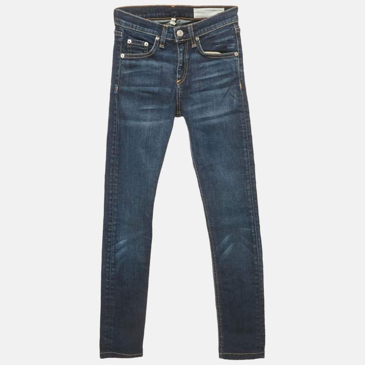 Pre Owned Rag & Bone Blue Denim High Rise Skinny jeans S Waist 24"