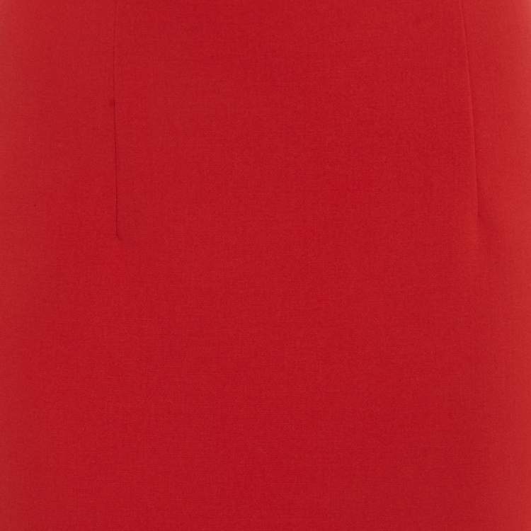 Pre Owned Ralph Lauren Collection Red Stretch Wool Pencil Skirt S