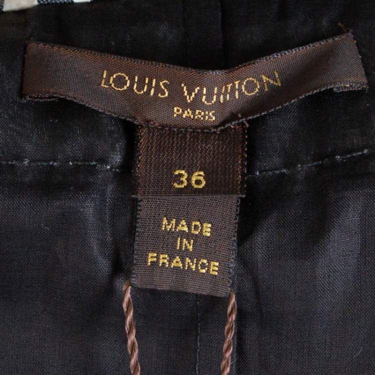 Pre Owned Louis Vuitton Black Polka Dot Printed Silk & Cotton Contrast Neck Detail Sleeveless Top XS